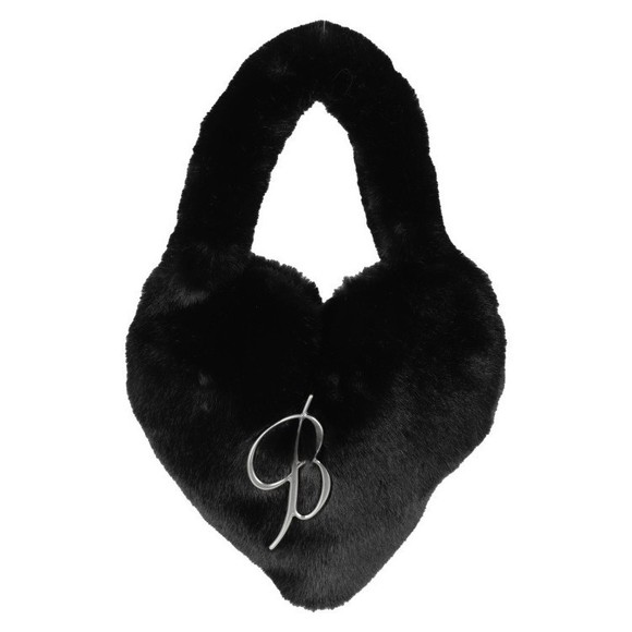 Blumarine Handbags - Blumarine Heart-Shaped Faux Fur Bag With Silver Logo - NWT